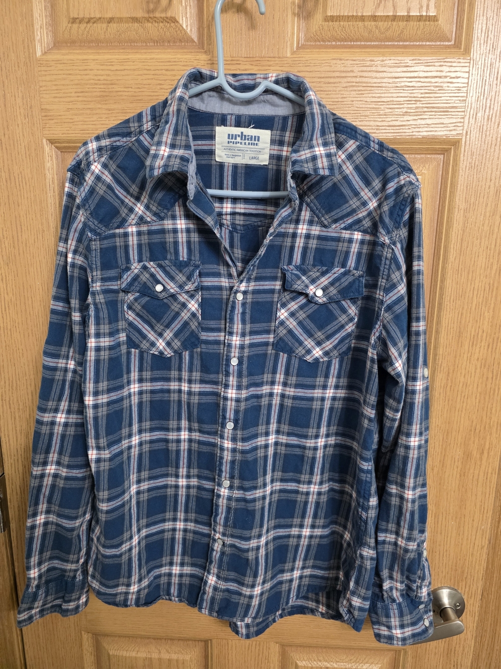 urban pipeline Navy and White Plaid Button-Down Shirt